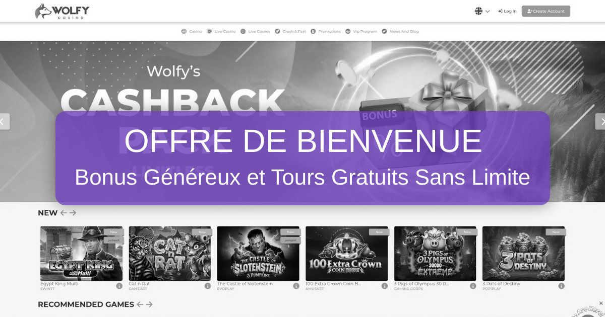 Wolfy Casino welcome bonus